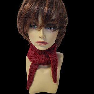 Sophie Scarf Classic Design Small Double Wrap Handmade Knitted Acrylic Ruby